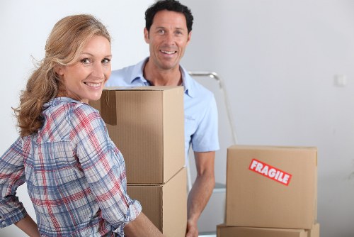 Packing boxes prepared for a house move in Islington